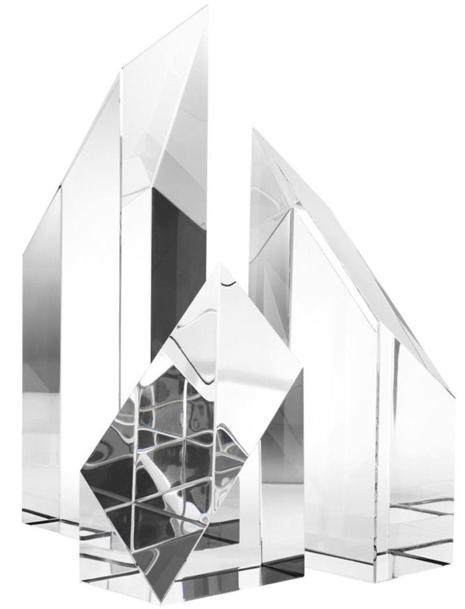 Kristallglas Objekte Deko - Casa Hotel Padrino Dekoration Dekoobjekt Luxus Büro Wohnzimmer Restaurant 3er Set