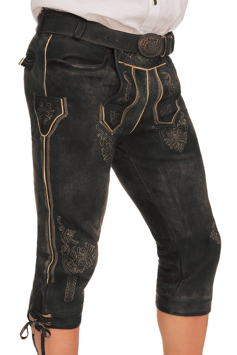 Trachtenlederhose Kniebundlederhose - SCHÖNSEE - smoke