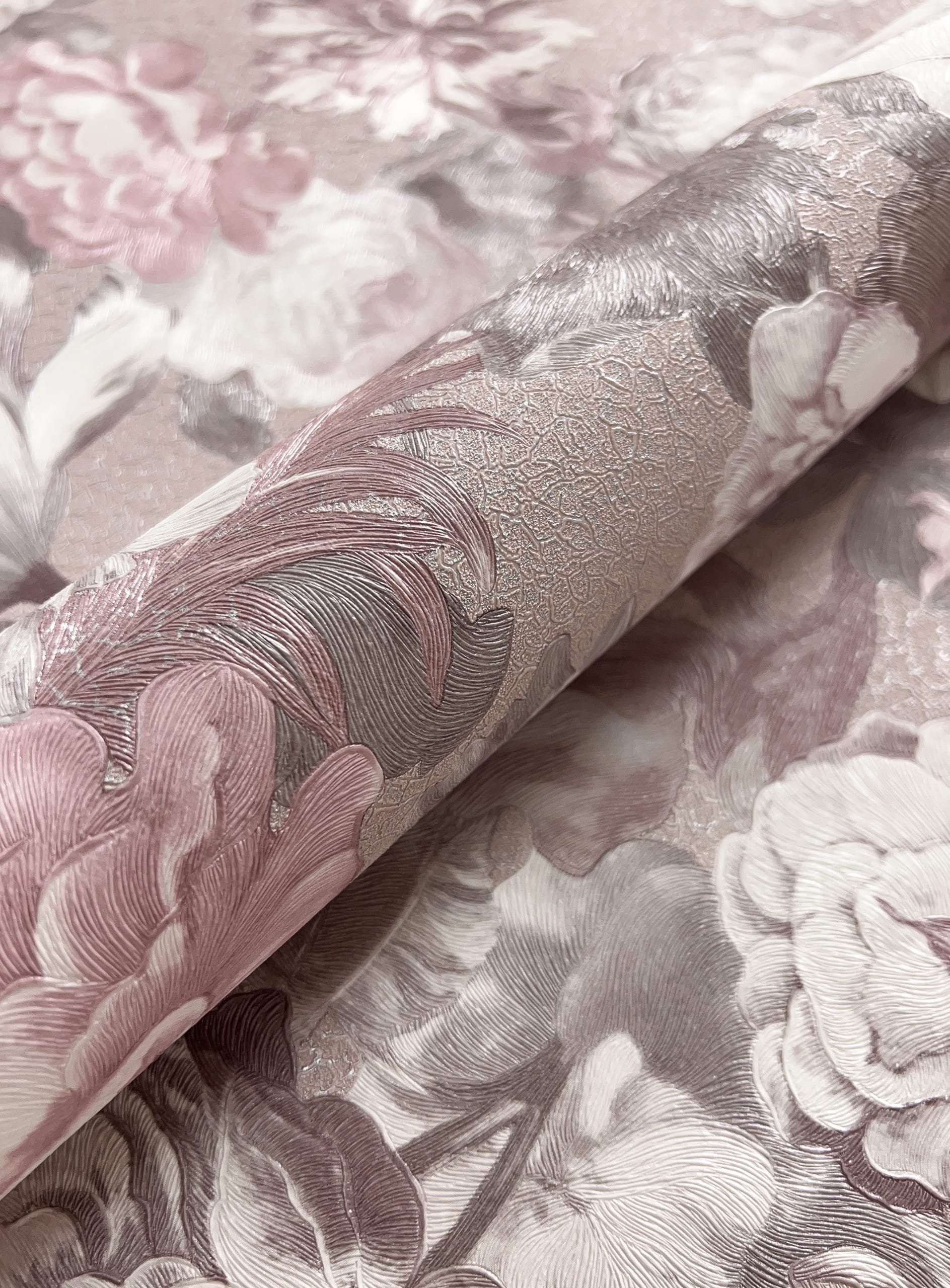 Newroom Vliestapete Rosana Tapete Vintage Blumen,Rosen,Blätter, Rose Tapete Floral Blumen - Vintage Blumentapete Weiß Beige Romantisch 3D Optik Rosen Blätter für Schlafzimmer Wohnzimmer Küche, Blumentapete