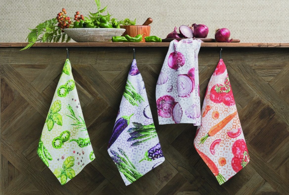 Lasa Home Geschirrtuch Set a 4 Stk. "Veggie" aus Baumwolle 50 x 70 cm