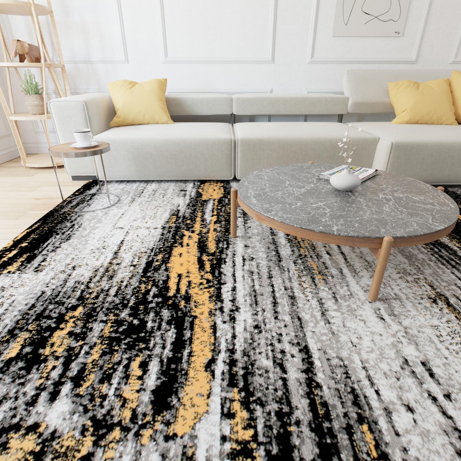 Mazovia Designteppich Modern Abstrakt Anthrazit Grau Wohnzimmer, Schlafzimmer, Esszimmer, Fußbodenheizung – Bild 3 von 5