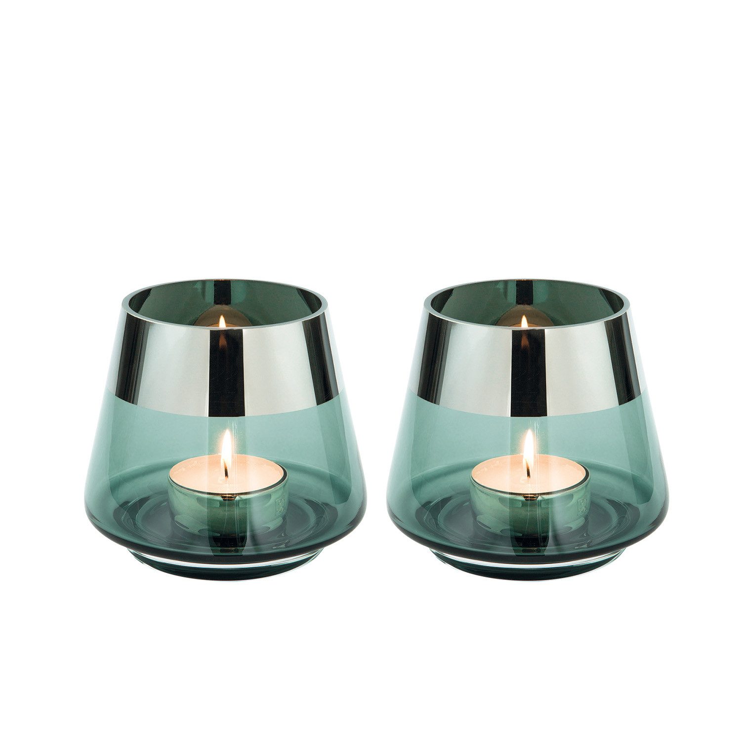Fink Teelichthalter JONA Teelichthalter - H.9cm x D.11cm - Glas - silberfar günstig online kaufen