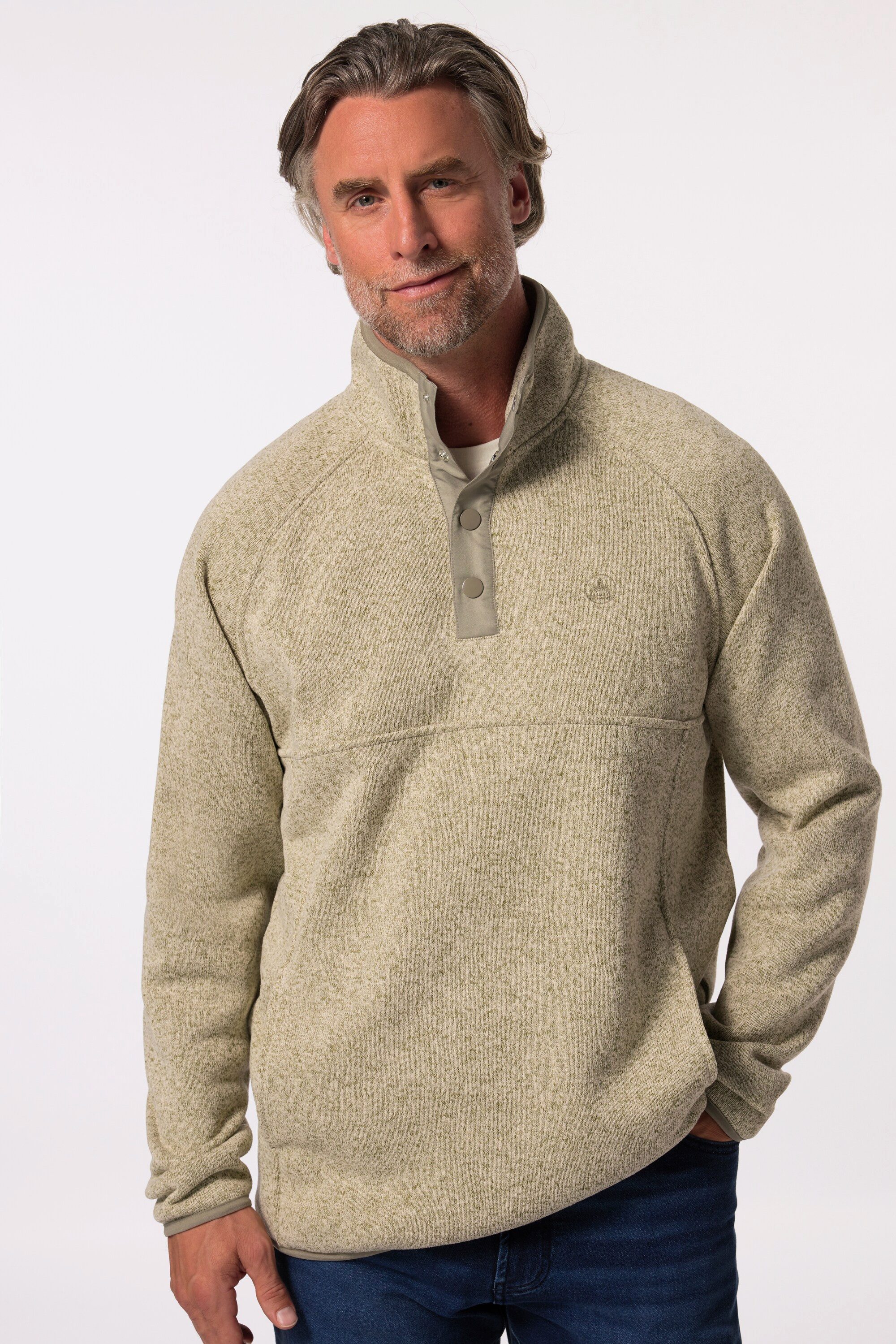 Sweatshirt Troyer Strickfleece Druckknöpfe