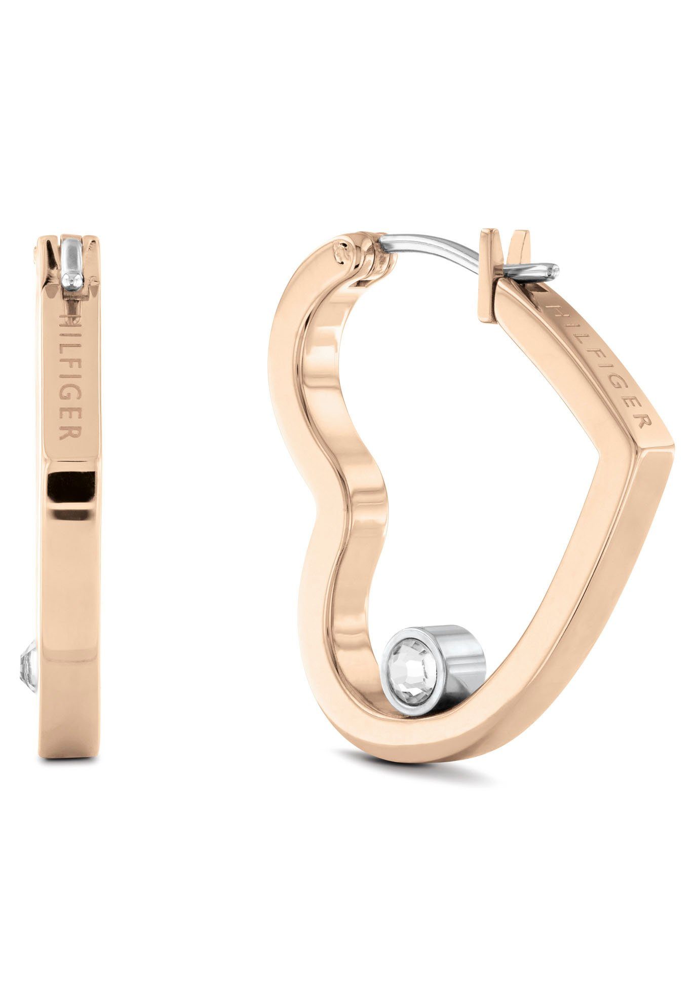 Tommy Hilfiger Paar Creolen Schmuck Edelstahl Ohrschmuck Ohrringe, mit Glasstein