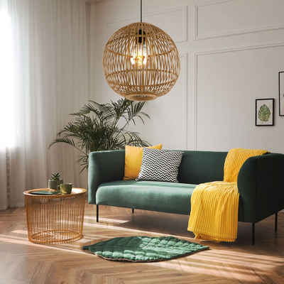 etc-shop Kugelleuchte, Leuchtmittel nicht inklusive, Design Pendel Hänge Lampe Ess Zimmer Bambus Kugel Geflecht Decken