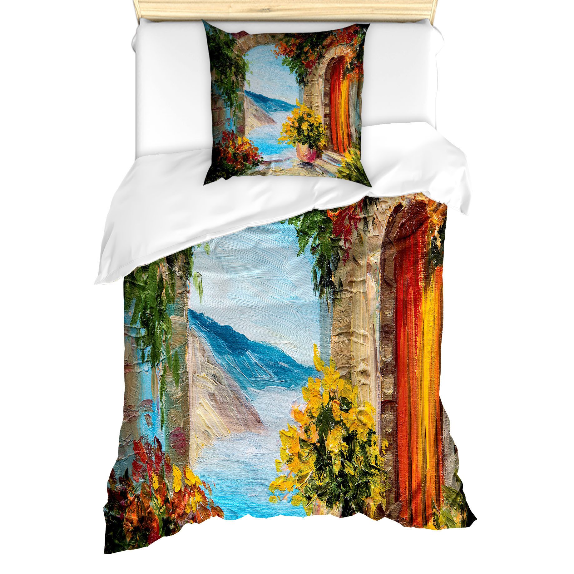 Abakuhaus Bettwäsche Milbensicher Allergiker geeignet mit Kissenbezug, Microfaser, Romantisch Alter italienischer Weinberg
