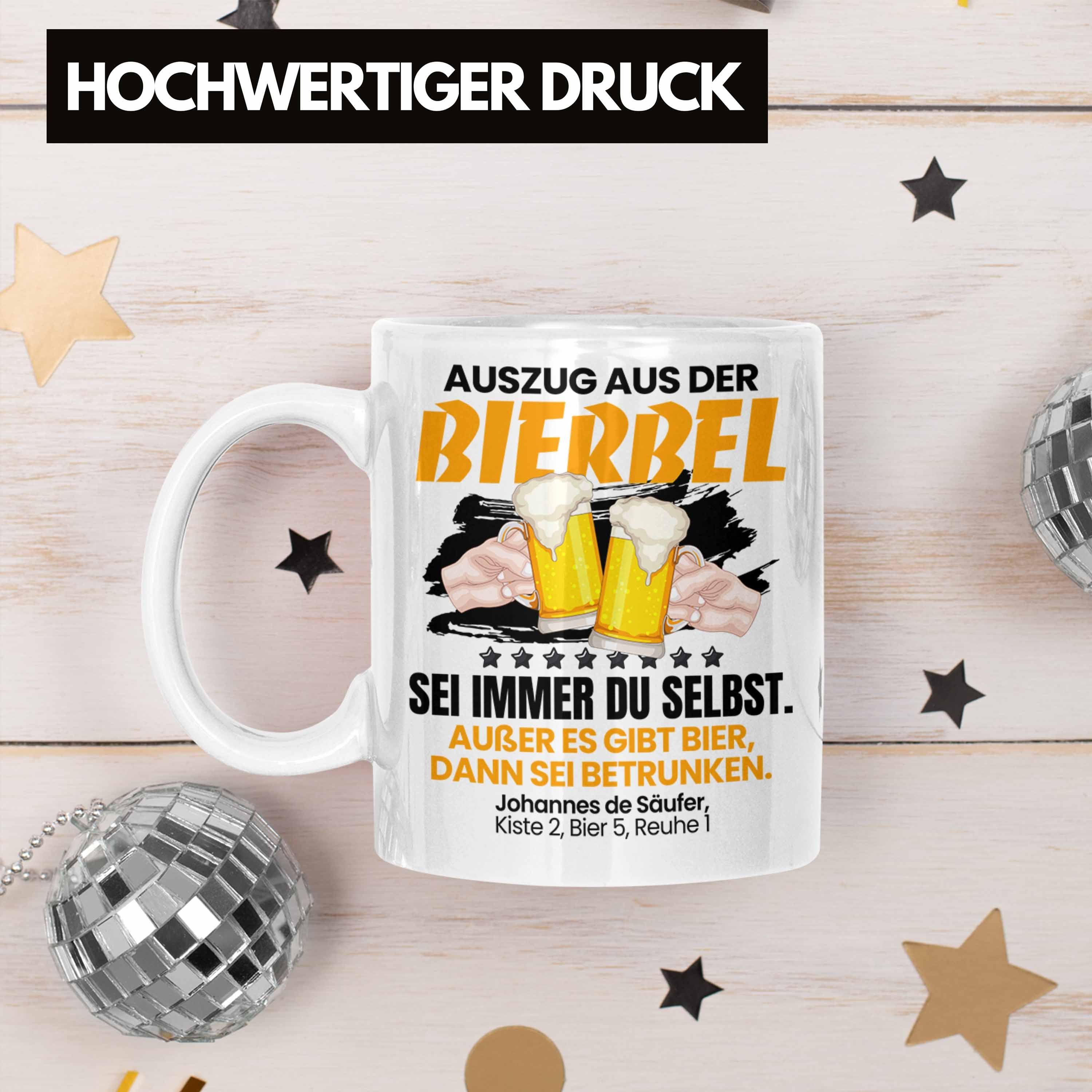Männer Geschenkidee Auszug Geschenkidee Bierbel Trendation S Bier-Liebhaber Tasse Tasse Weiss