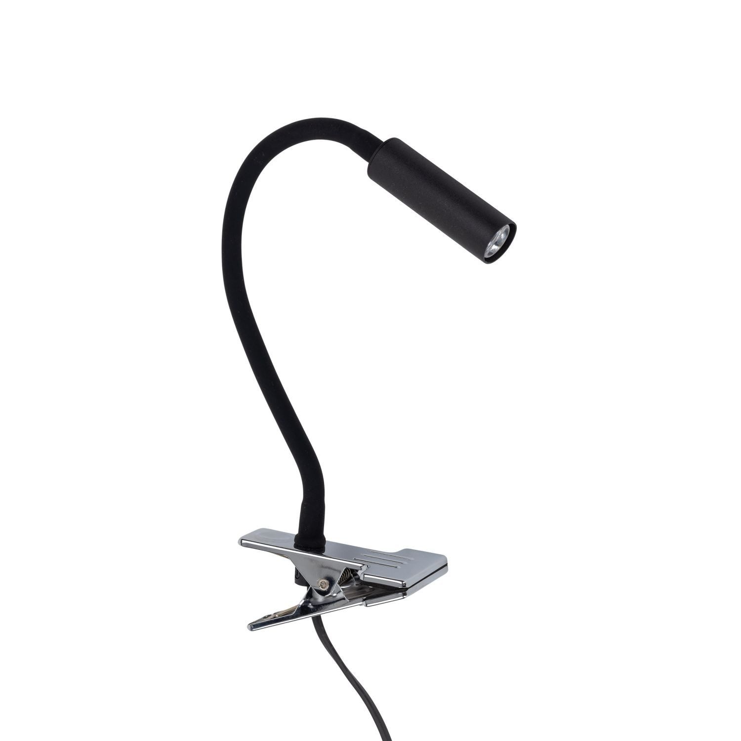 Licht-Erlebnisse Schreibtischlampe LAGOS, ohne Leuchtmittel, Klemmleuchte Schreib Flexarm 40 cm hoch Schwarz Chrom G9 Kabel Stecker