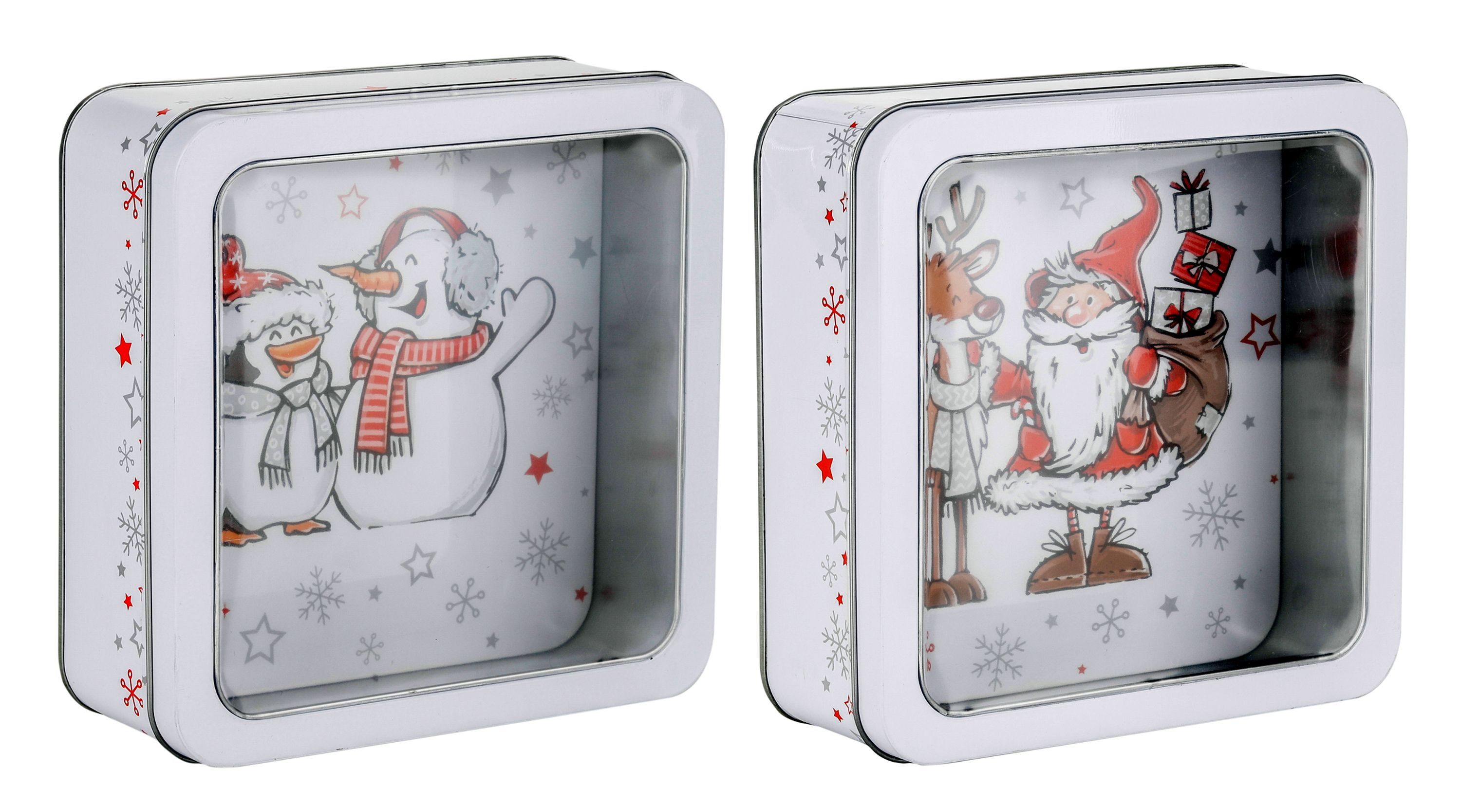 Rungassi Vorratsdose 2er Set Weihnachts Keksdose Plätzchendose Weihnachtsgebäckdose