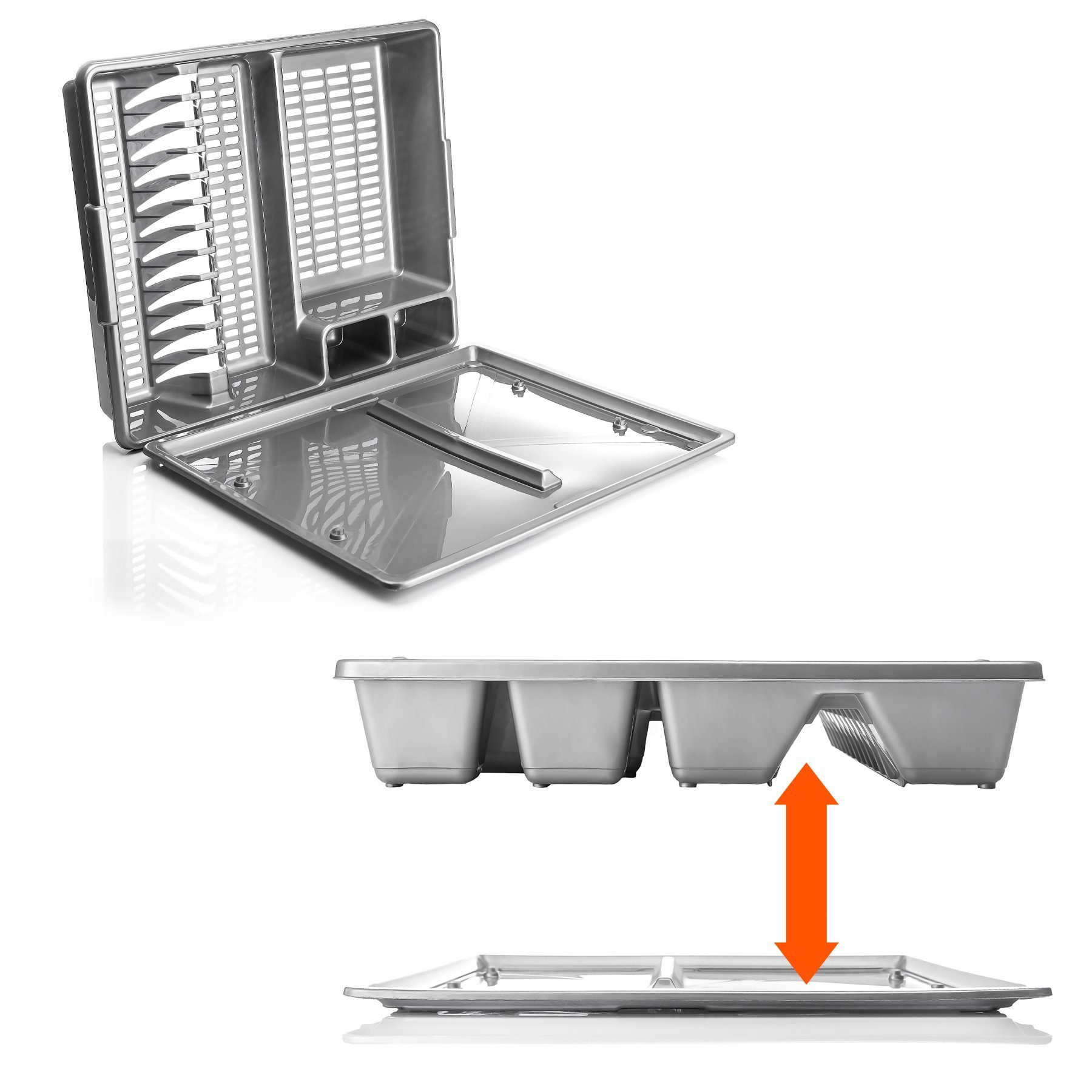 BigDean Abtropfwanne Abtropfgestell Abtropfgitter 48x39x9,5cm MADE in EUROPE, Zubehör für Spültisch, Abtropfgestell, Robust, Platzsparend, EasyClean – Bild 4 von 5