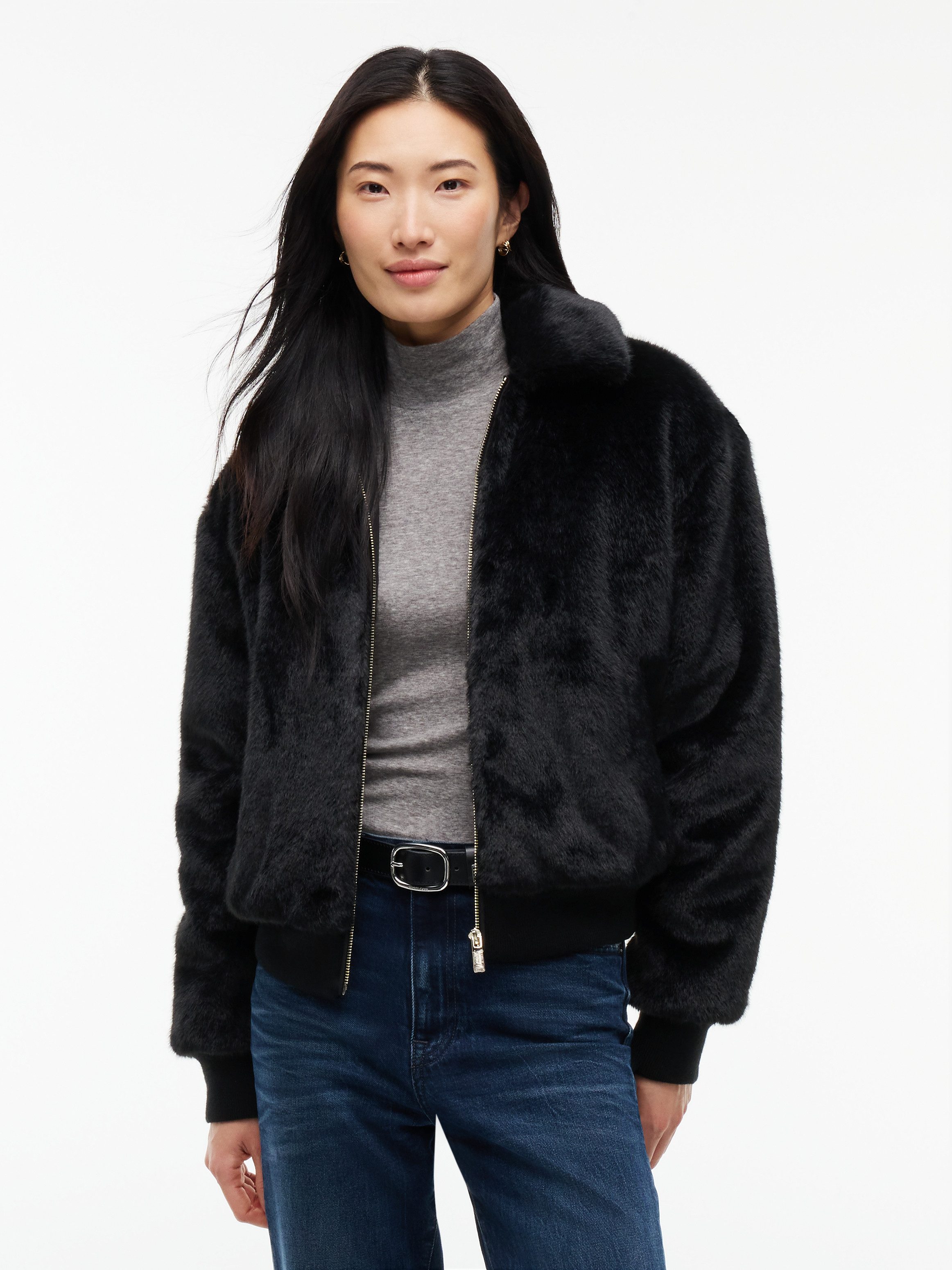 Tommy Jeans Kurzjacke TJW FAUX FUR JACKET EXT Kunstfaser, mit Fellimitat