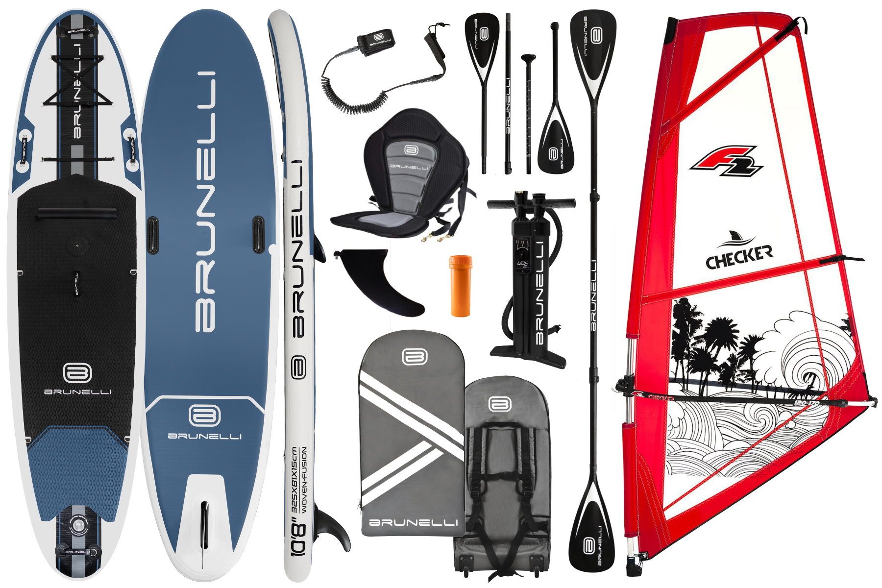 Brunelli SUP-Board BRUNELLI 10.8 Woven Windsurf Board Segel iSUP Stand Up Paddle Checker