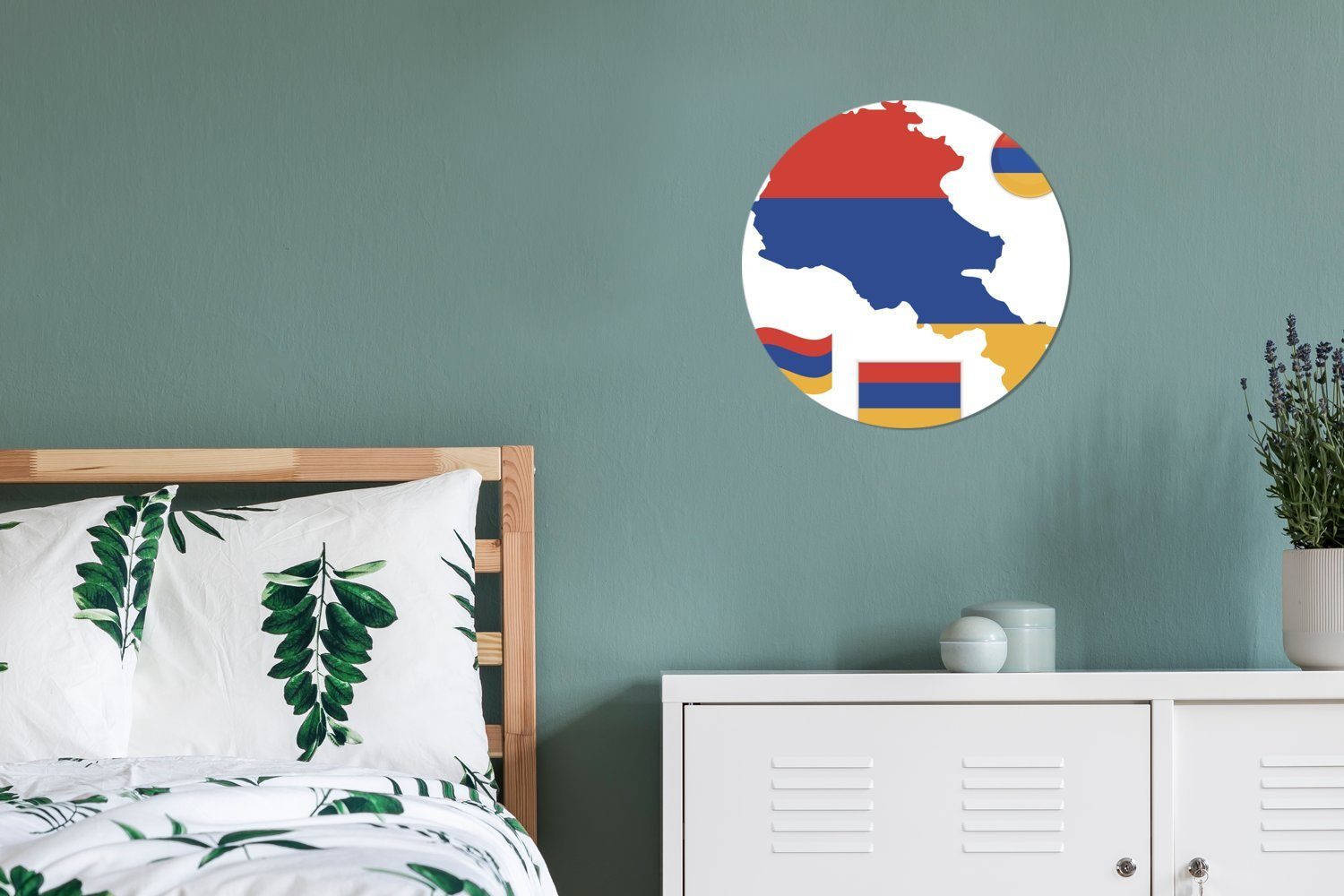 cm Forex, Gemälde Kreis seiner Wanddekoration Wohnzimmer, Rundes Eine Armenien (1 MuchoWow von St), 30x30 Illustration und Wandbild, Flagge,