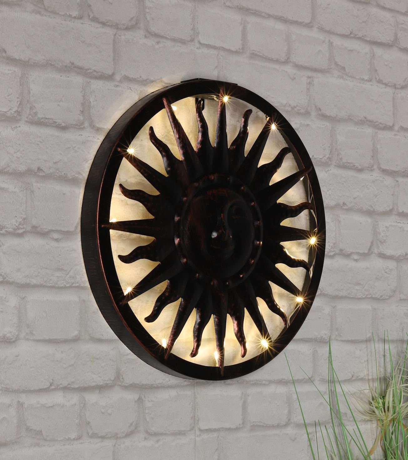 Spetebo Wanddekoobjekt LED Solar Wand Deko 40 cm - SONNE (Stück, 1 St., Sol günstig online kaufen