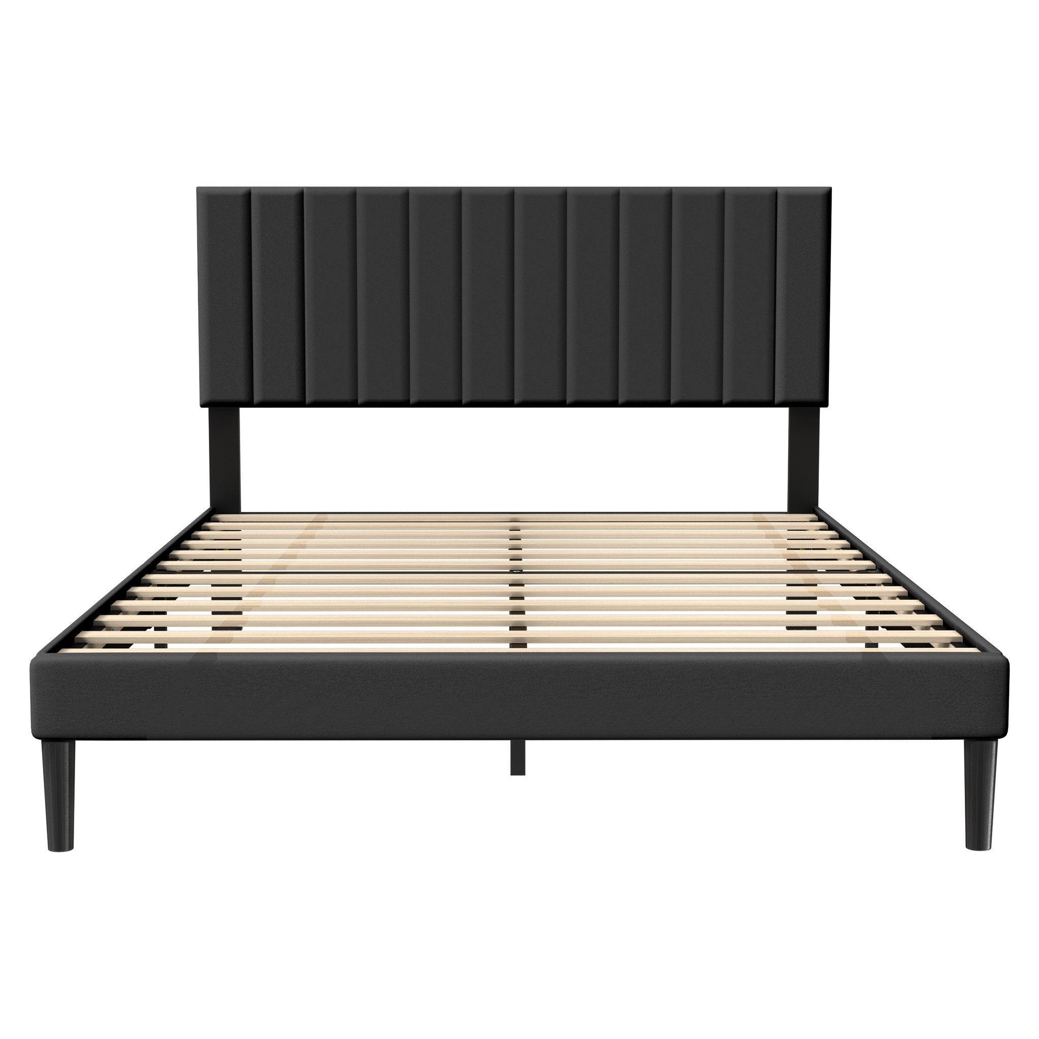 FIVMEN Bettgestell Bett Metall mit Kopfteil und Lattenrost Plattform Gepolstertem, Gepolstertem Bettrahmen mit Lattenrost für Einzelbett/Doppelbett