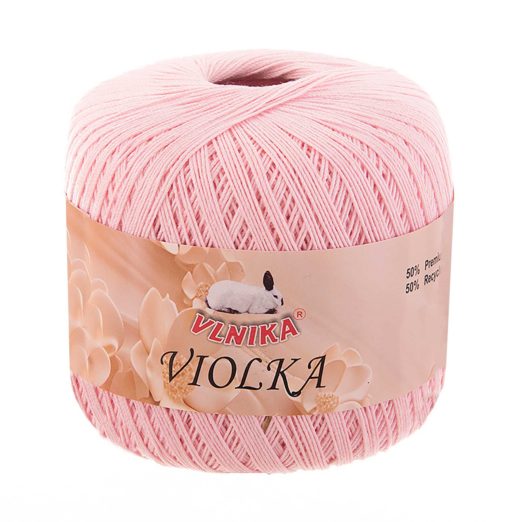 maDDma 10 x 50g Violka Häkelgarn recycelte Baumwolle Klassikgarn Filetgarn Häkelwolle, 285 m (Sparpaket, 10 Knäuel je 50 g), babyrosa