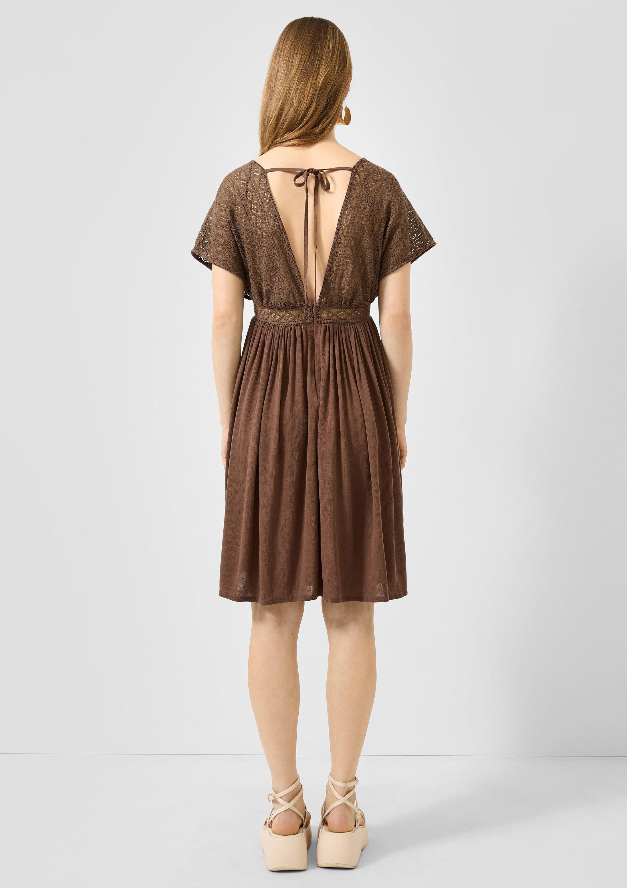 QS Minikleid Kleid Viskosekleid mit Häkelspitze