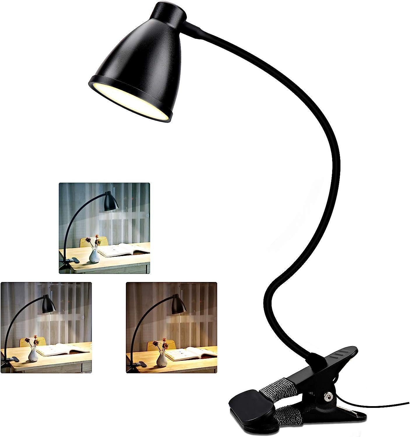 DOPWii Schreibtischlampe 38 LED Klemmleuchte Leselampe, 3-Stufen Farbtemperatur,10 Helligkeit