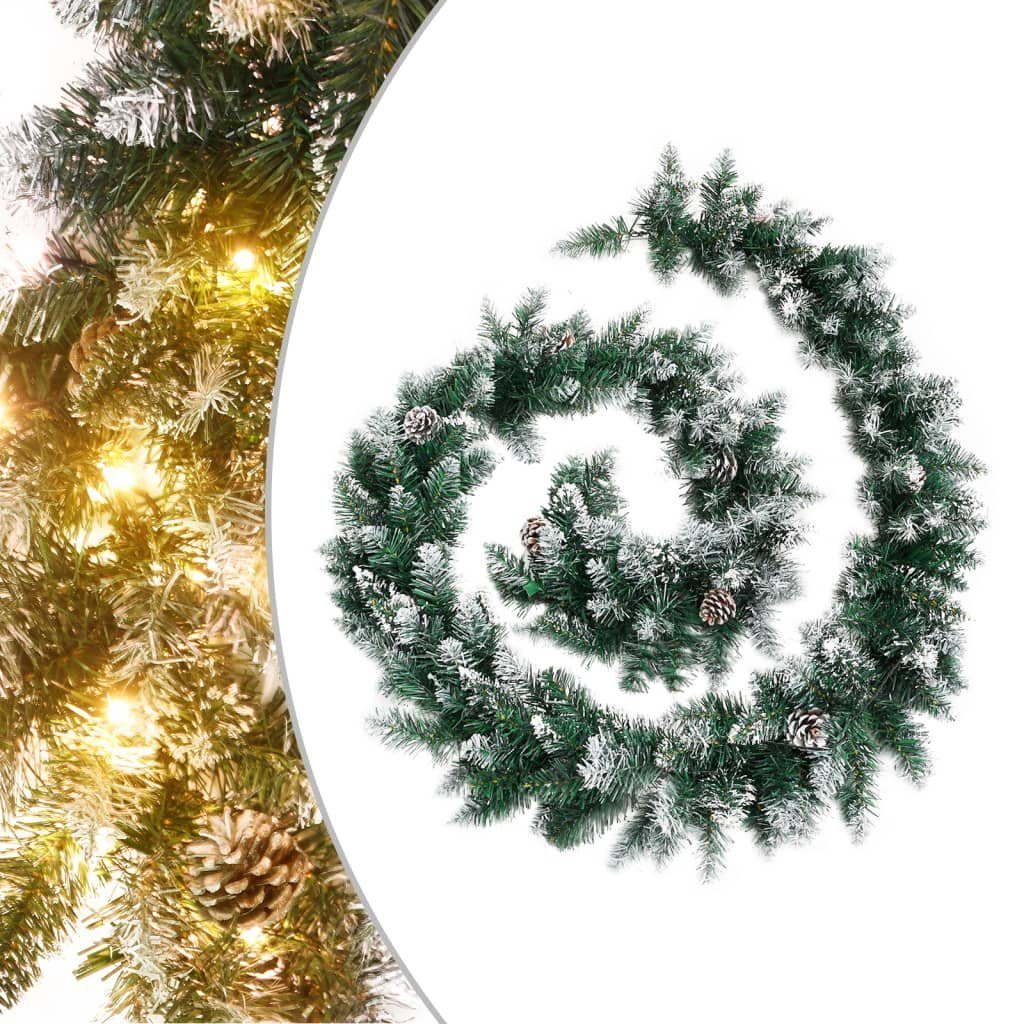 vidaXL Girlanden 27 m Weihnachtsgirlande mit LED-Lichtern Grün 2,7 m PVC