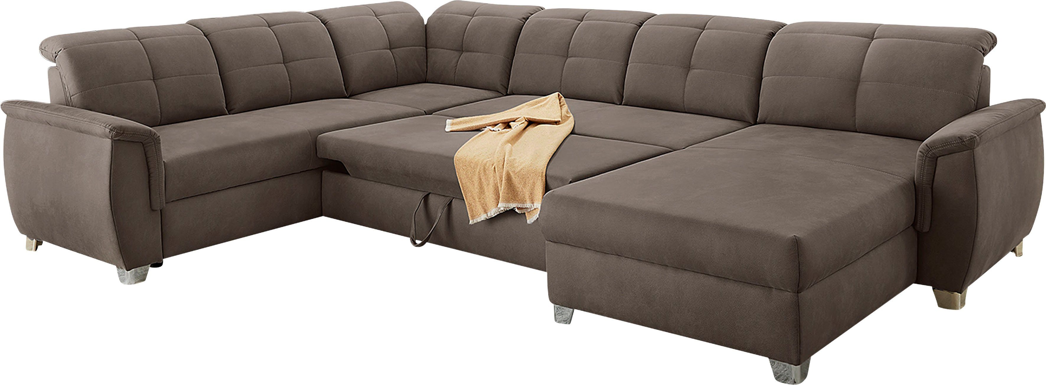 Jockenhöfer Gruppe Wohnlandschaft Livorno U-Form, B: 354 cm, mit Schlaffunktion, Bettkasten, Kopfteilverstellung & Zierkissen – Bild 4 von 5