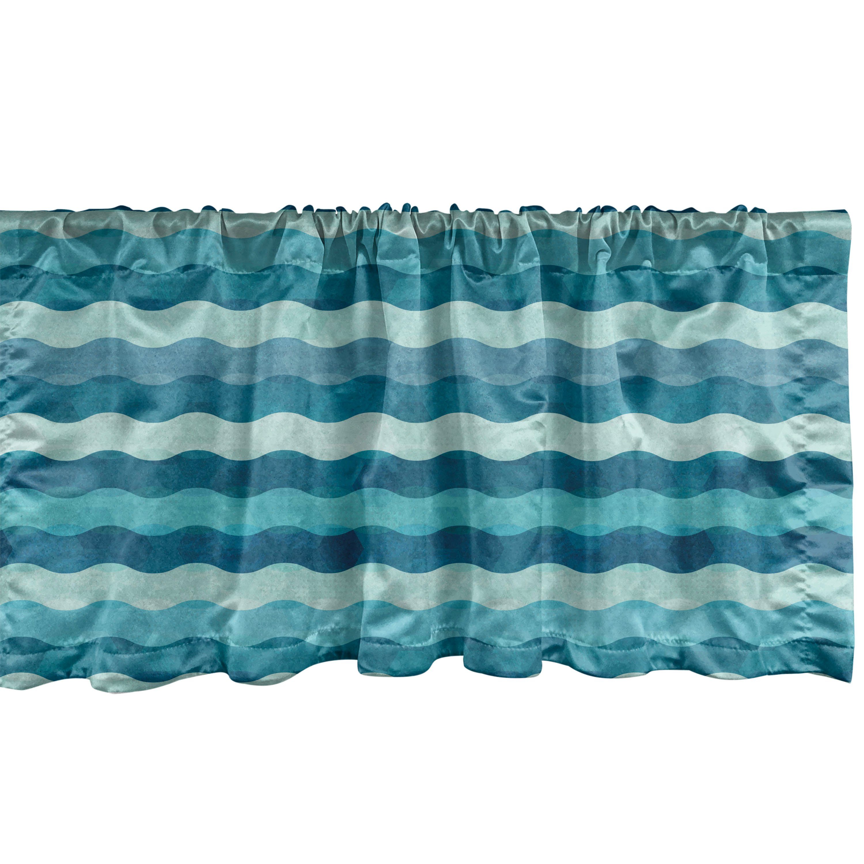 Scheibengardine Vorhang Volant für Küche Schlafzimmer Dekor mit Stangentasche, Abakuhaus, Microfaser, Abstrakt Ozean-Wellen im Wasser