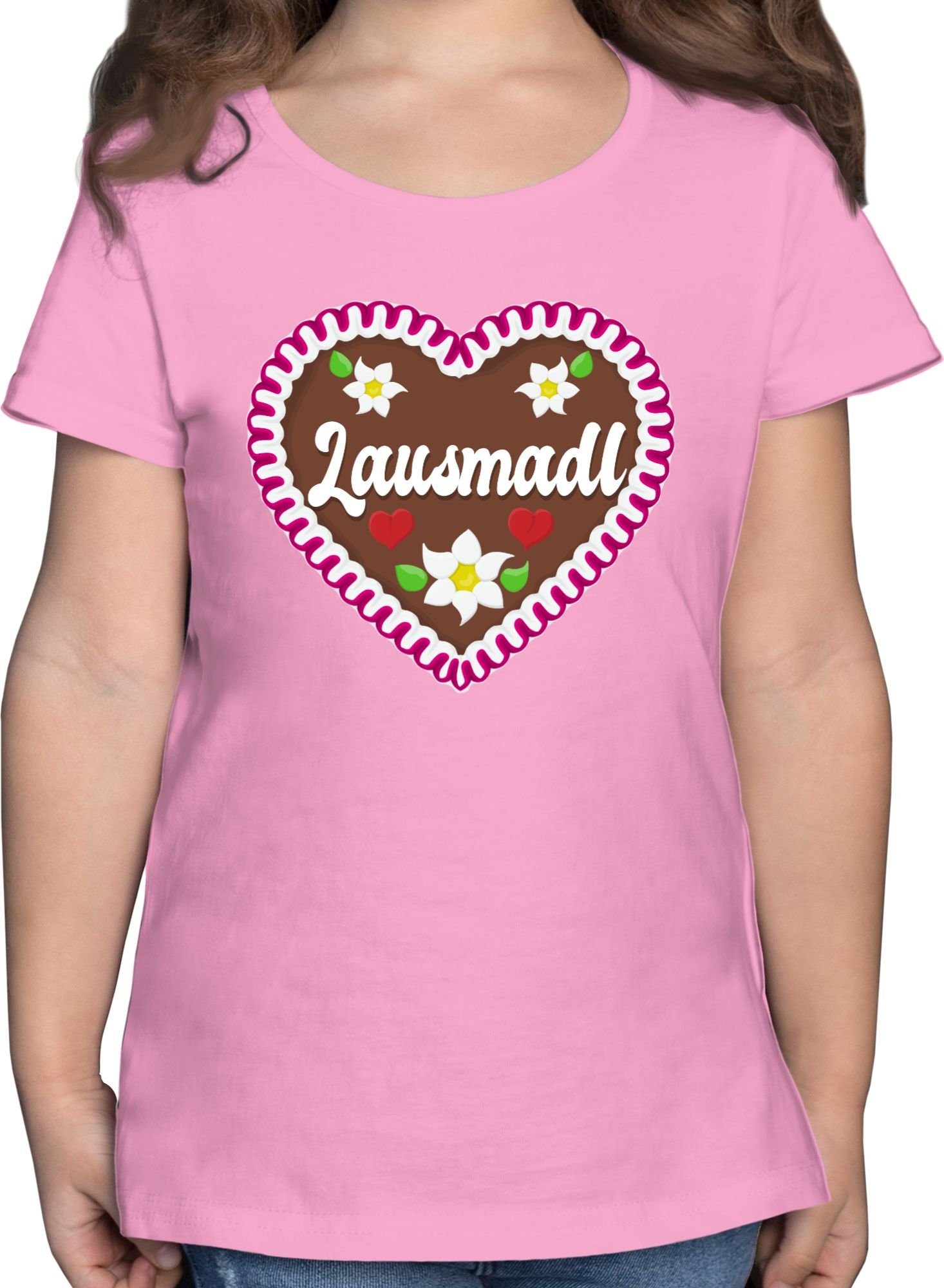 2 Mode Oktoberfest Kinder Shirtracer Rosa Outfit T-Shirt Lausmadl Lebkuchenherz für