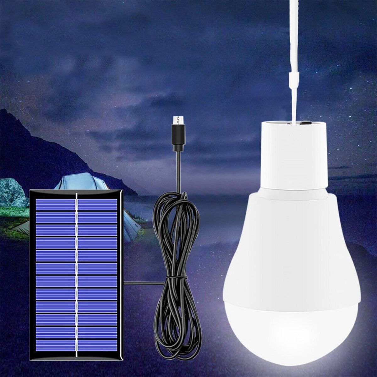 oyajia LED Solarleuchte 3W LED Solar Glühbirne, LED Tragbare Birne