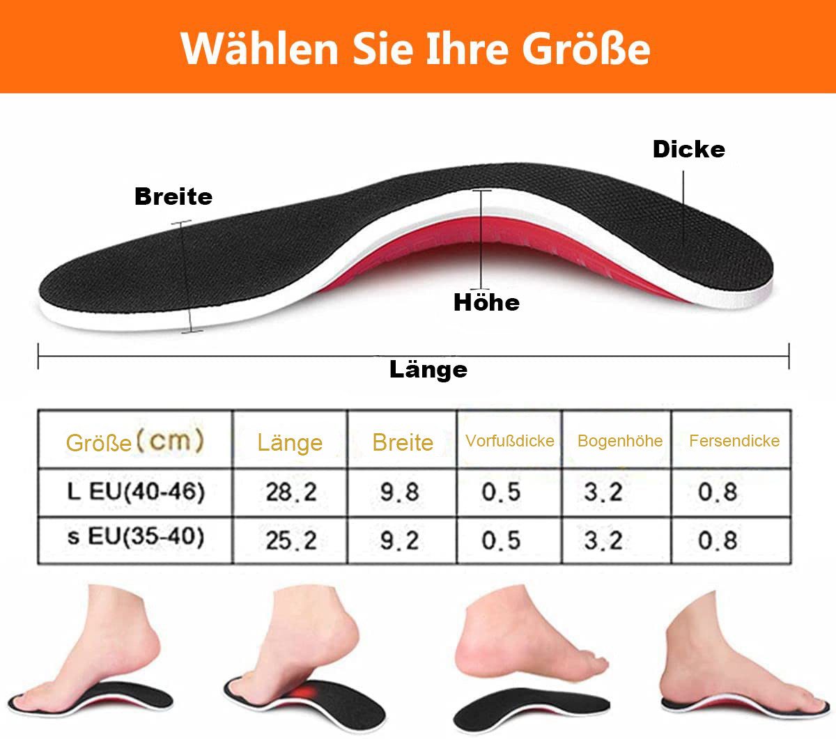 COOL-i ® Einlegesohlen Orthopädische 3D-Einlegesohlen, Für Alltag, Sport & Freizeit
