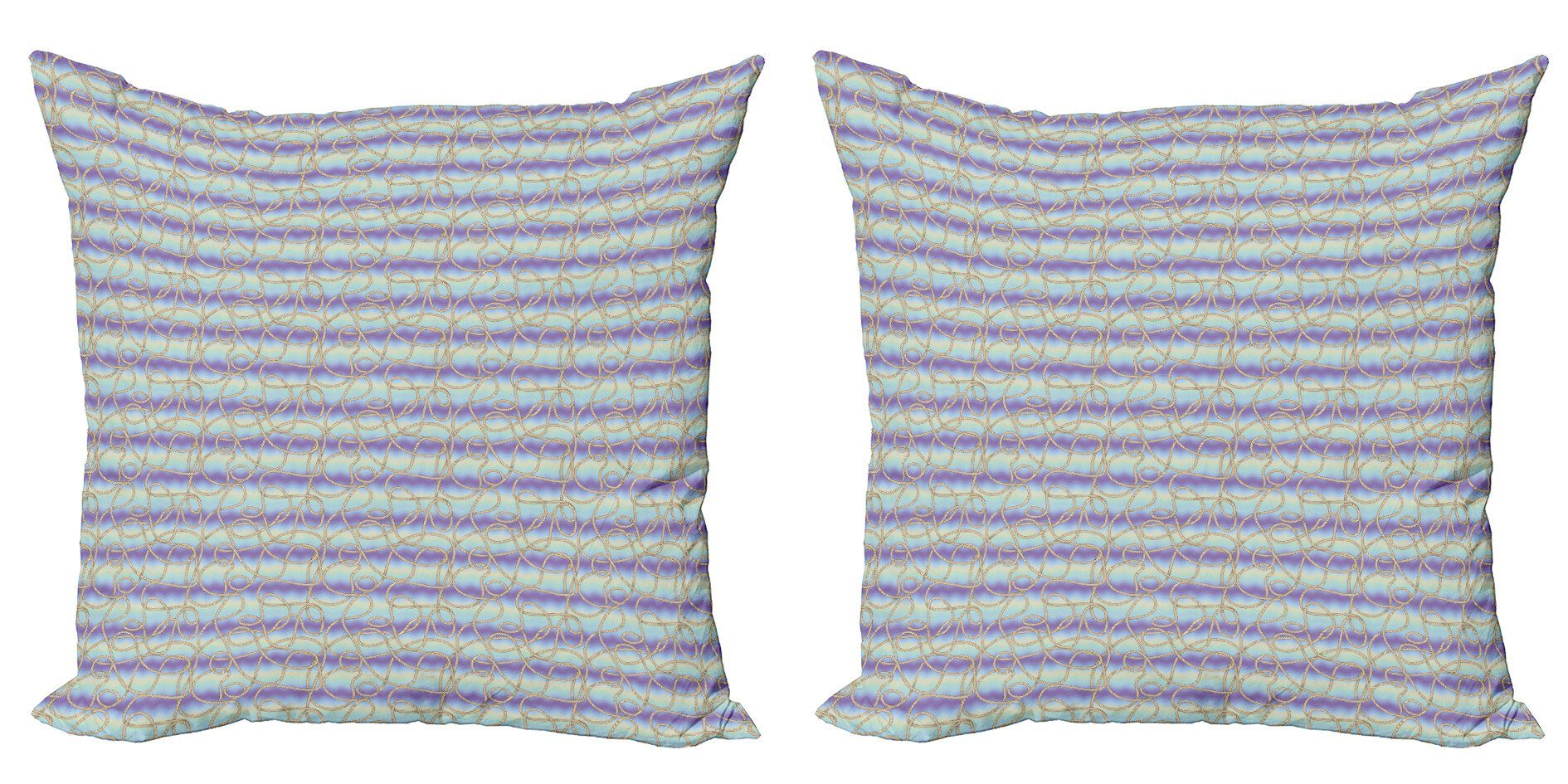 Kissenbezüge Modern Accent Doppelseitiger Digitaldruck, Abakuhaus (2 Stück), blau Wasser Tangled Seile Wellen