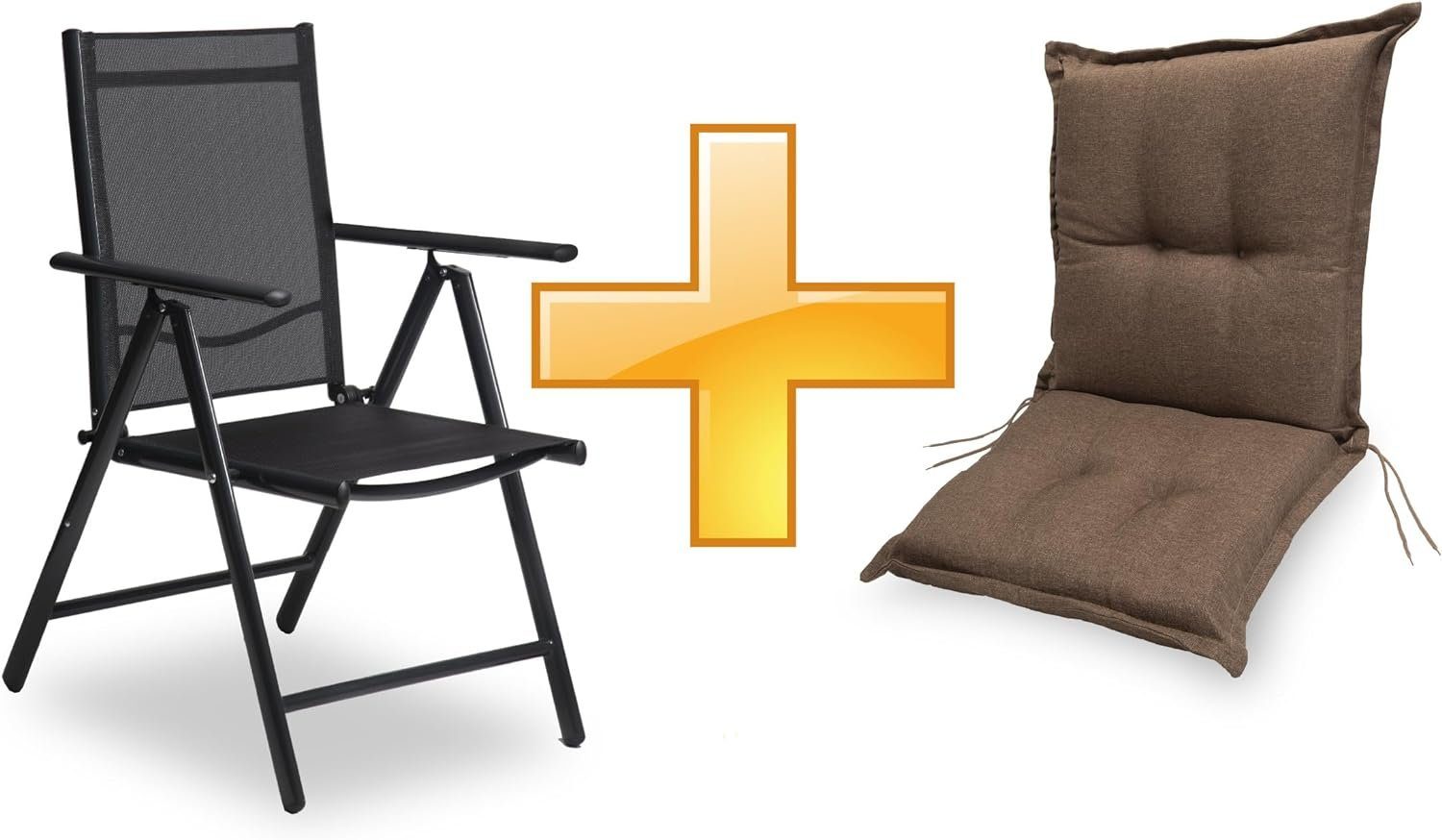 sunnypillow Gartenstuhl Set Gartenstuhl und Gartenstuhlauflage Niedriglehner Indoor / Outdoor, 100 x 50 x 9 cm Auflage wasserdicht UV-lichtecht
