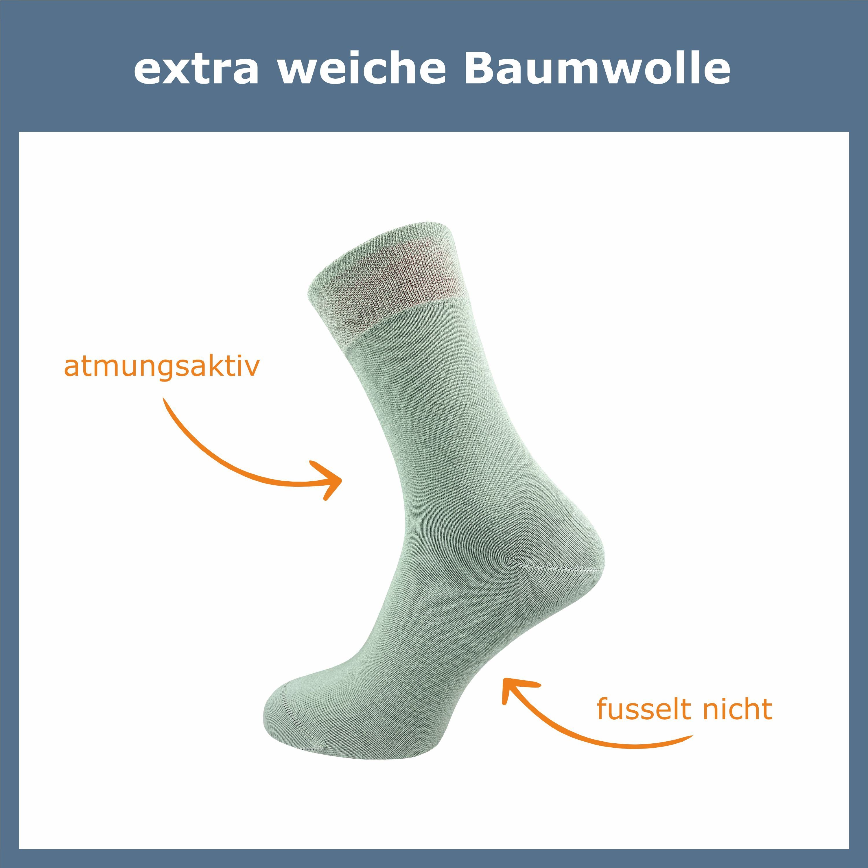 schwarz, - (6 ohne GAWILO blau Naht Damen Herren Komfortbund & Socken gekämmter für grau Premium aus Baumwolle salbei doppelt hochwertiger, & Paar) drückende -