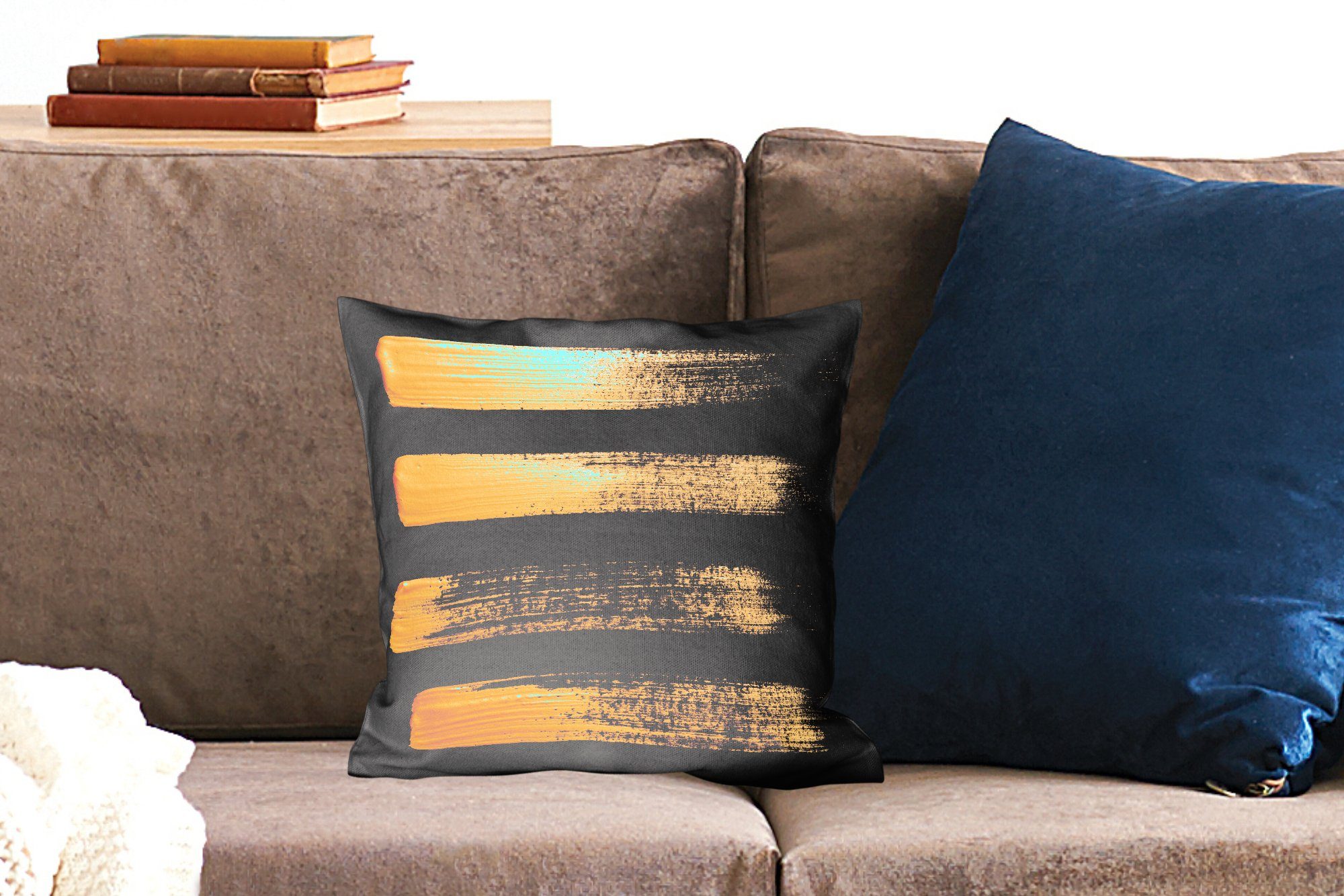MuchoWow Dekokissen Muster aus goldener Farbe Wohzimmer, schwarzem Füllung für Deko, Zierkissen Hintergrund, auf Sofakissen Schlafzimmer, mit