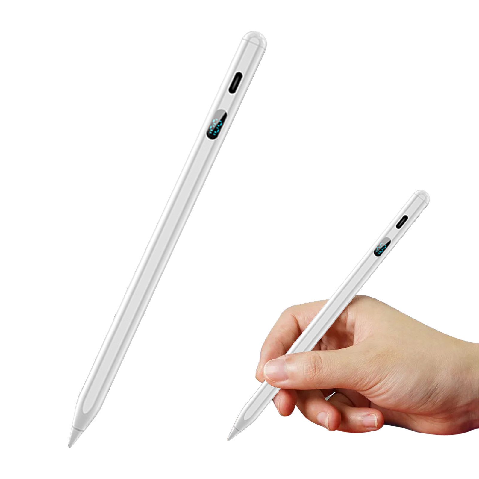 MODFU Eingabestift Stylus Pen Touchscreen Pencil mit Palm Rejection (Magnetisches Stift mit LED Akkuanzeige, Neigungssensitivität magnetisch, mit Ersatzspitzen USB-C Ladekabel) Kompatibel mit iPad 2018-2023 für Zeichnen Notizen Skizzieren usw.