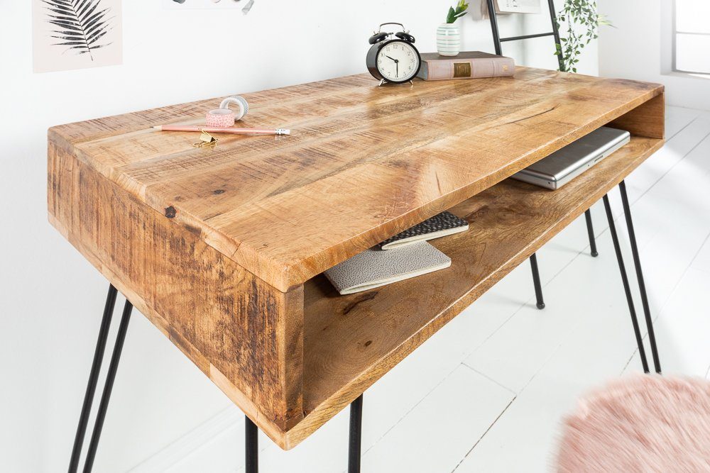 riess-ambiente Schreibtisch SCORPION 100cm natur, Arbeitszimmer · Massivhol günstig online kaufen