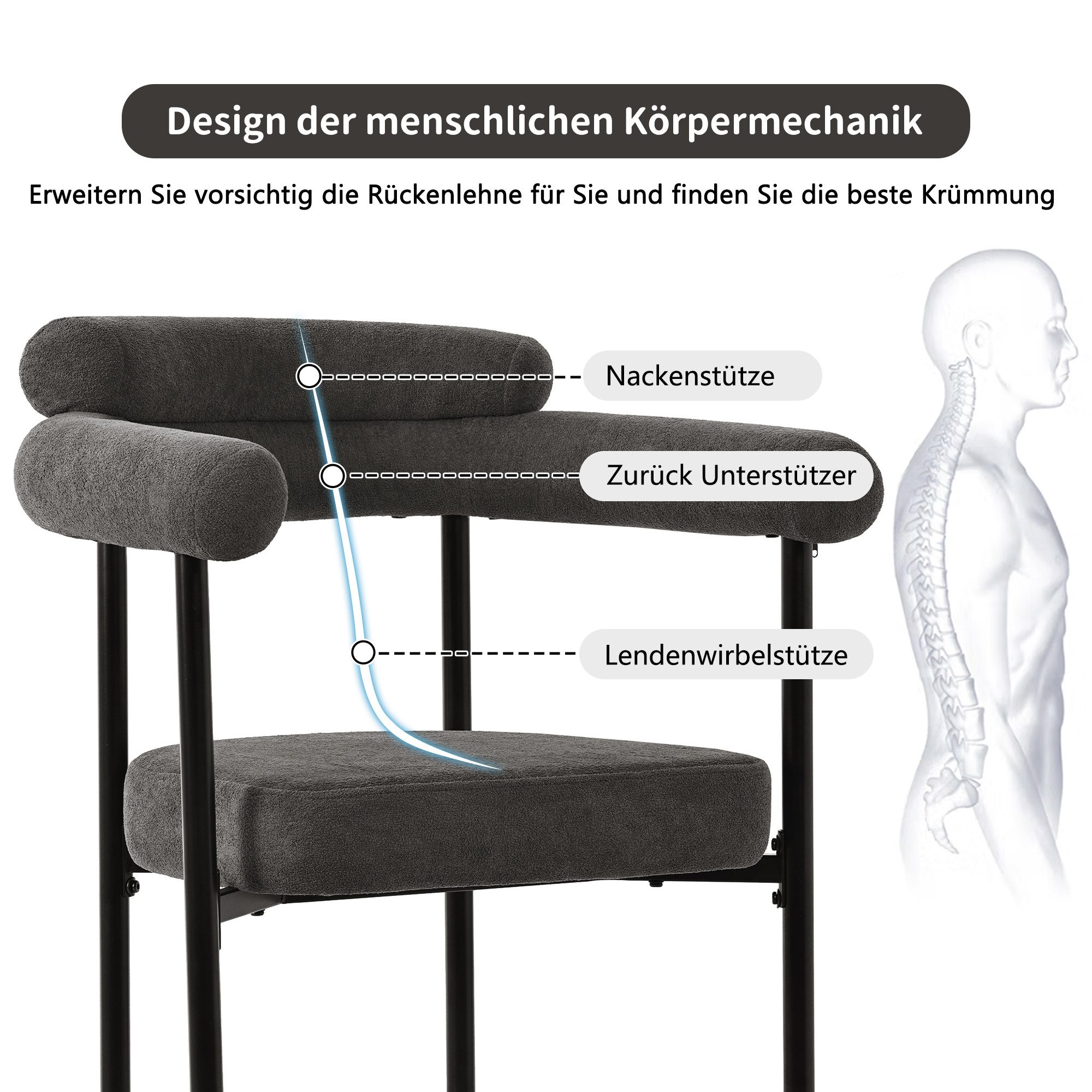 MODFU Essgruppe Esstisch mit Samt-Hohlsesseln, (Esstisch- und Stuhlset, 5-tlg., Esstisch mit 4 Stühlen), Esstisch mit Design-Tischbeinen, Samt-Hohlsesseln
