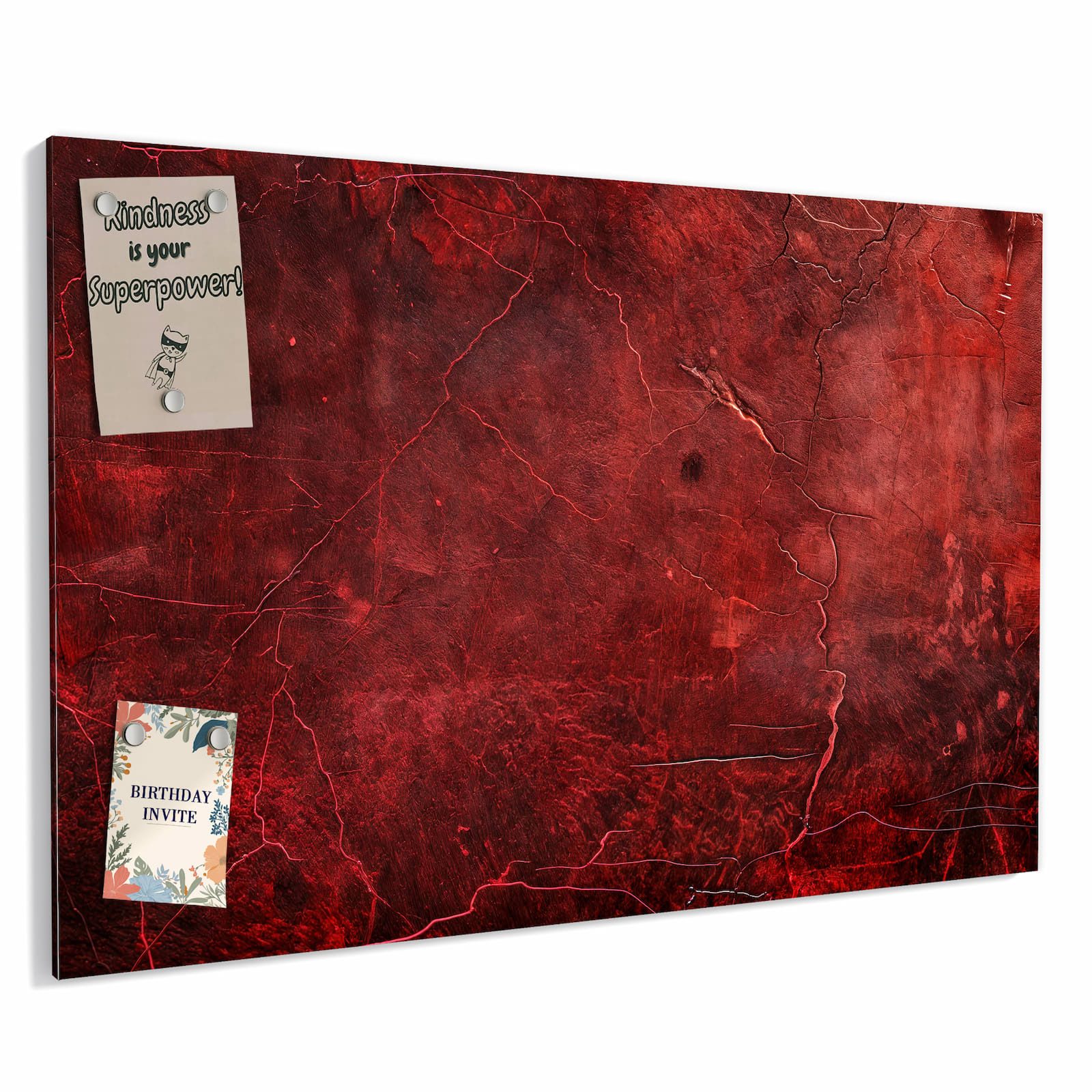 Primedeco Memoboard Metall Rote Struktur – beschreibbar & magnetisch, (Inklusive Stift, Magnete und Montagematerial, 1-tlg., 9 verschiedene Größen), Magnetisch und Beschreibbar