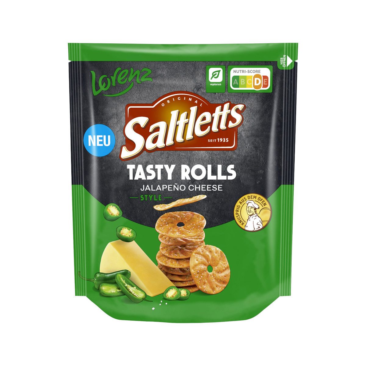 LORENZ Knabberei, Lorenz Saltletts Tasty Rolls Jalapeno Cheese Style Packung 130g