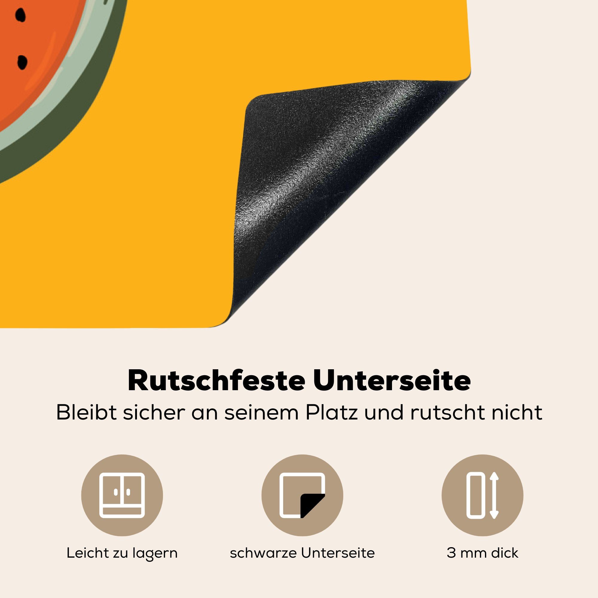 MuchoWow Herdblende-/Abdeckplatte Sommer - die 81x52 - Vinyl, Induktionskochfeld tlg), Ceranfeldabdeckung für küche, Orange, Wassermelone (1 Schutz cm