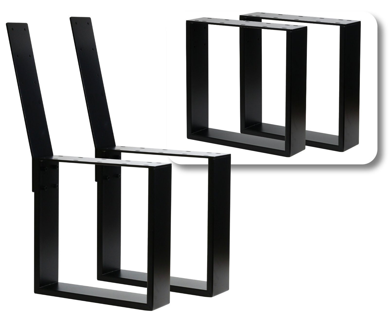 HAGO Tischbein HAGO24 Bankgestell Schwarz hochwertige Bank Füße Stahl Bankbeine für