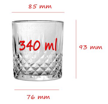 KS-Direkt Whiskyglas Whiskyglas Gläser Set Kristallglas 340 ml Whisky-Glas, Spühlmaschinenfest