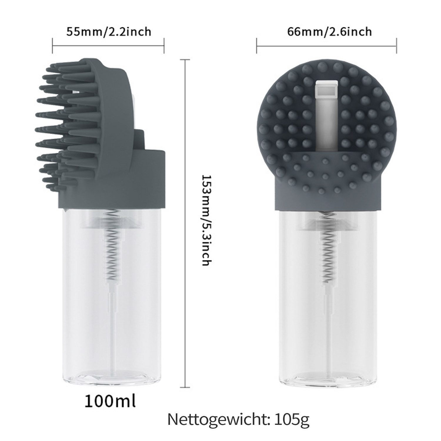 Thumbnail - Refttenw Fellbürste 2 St Katzenbürste Hundebürste mit Shampoo Spender Silikon Badebürste, (2-tlg), Shampoo Spender & Mas...