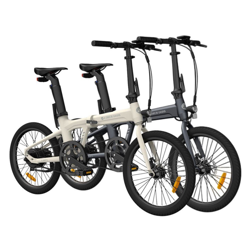 ADO E-Bike 2*Air 20 Faltrad E-Fahrrad Ultraleichtgewicht 17,5 KG,Riemenantrieb, 1 Gang, Heckmotor, ebike Damen/Herren,StVZO( mit Akku-Ladegerät,Handyhalter) Weiß+Grau