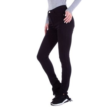 Ital-Design Straight-Jeans Damen Freizeit Destroyed-Look Stretch Straight Leg Jeans in Schwarz