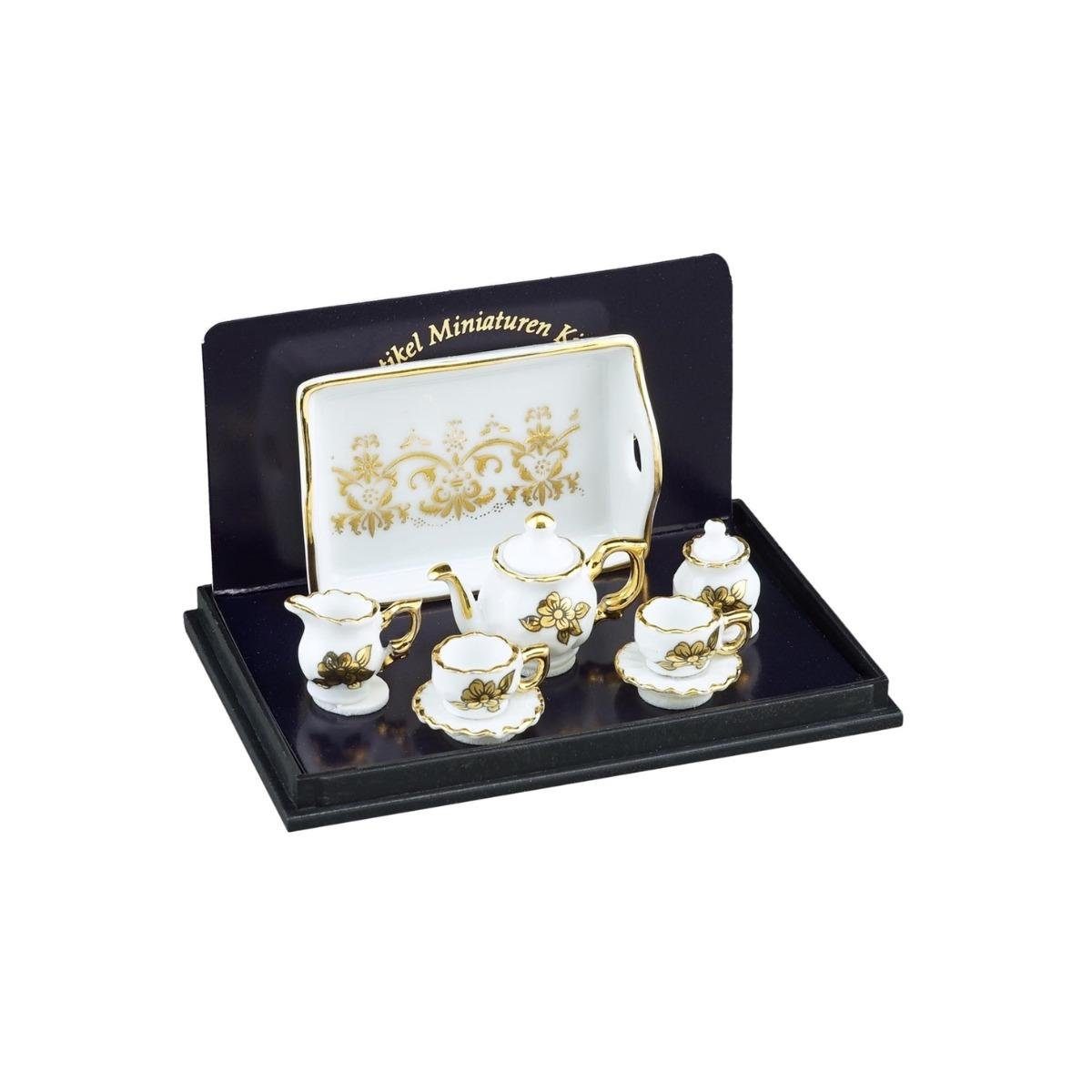 "Goldblume", Baronesse Teeset - Dekofigur 001.347/6 Porzellan Reutter Miniatur