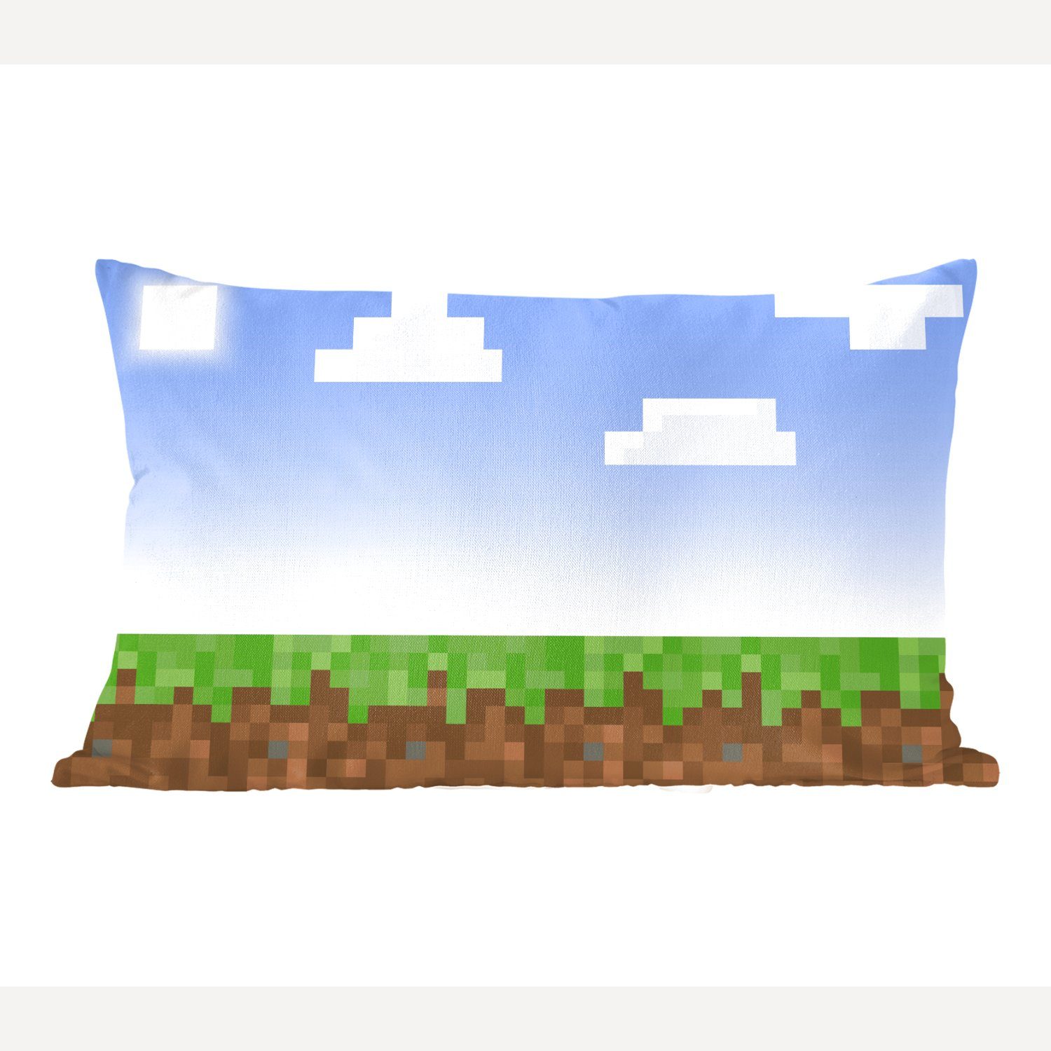 MuchoWow Dekokissen Spiele - Pixel - Spiele - Gras, Wohzimmer Dekoration, Zierkissen, Dekokissen mit Füllung, Schlafzimmer