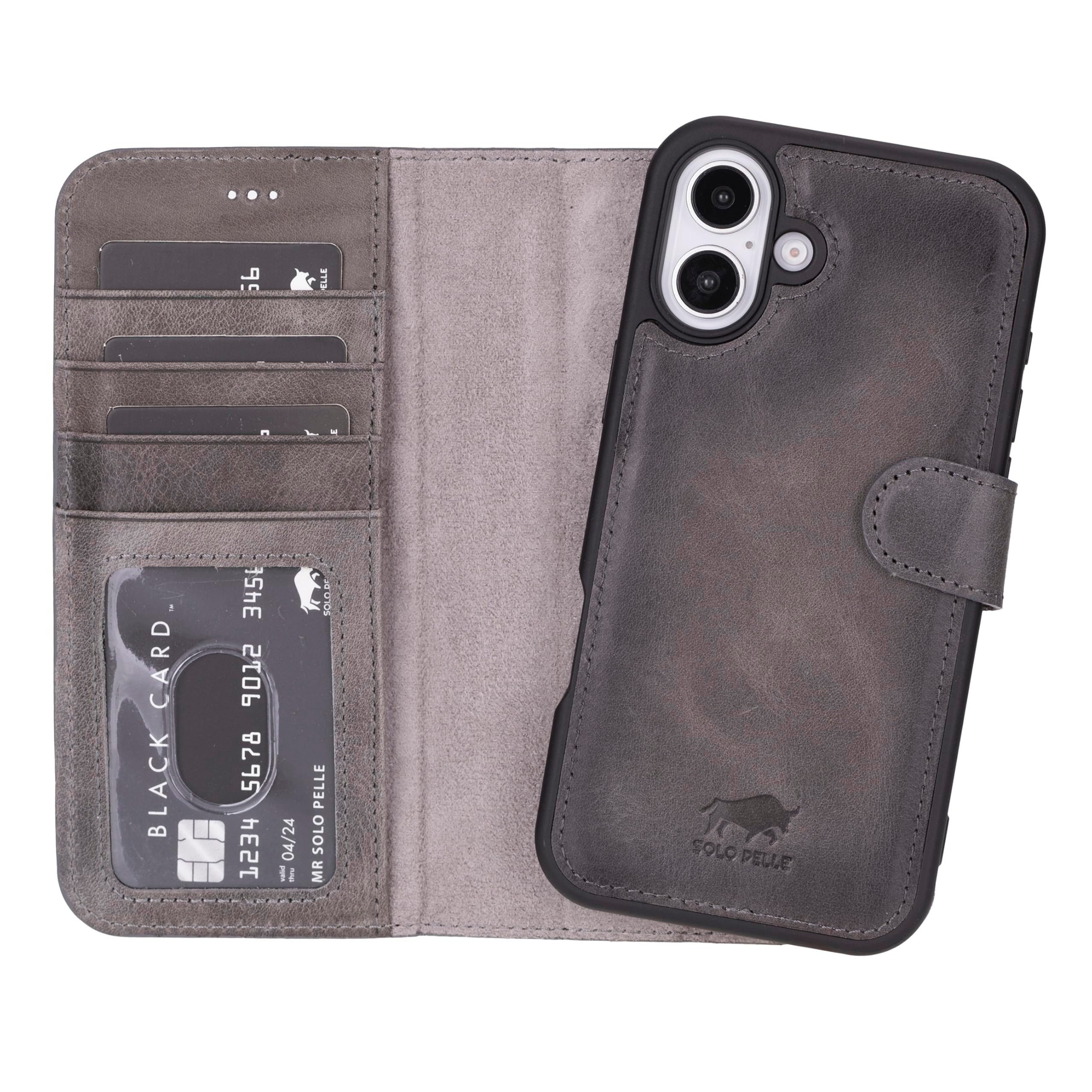 Solo Pelle Smartphonetasche Lederhülle für iPhone 16 6.1 Zoll inkl. Kartenfächer