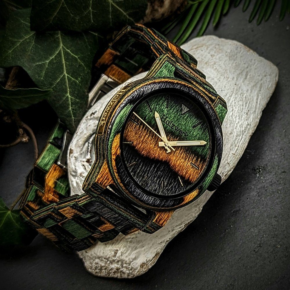 Holzwerk Quarzuhr WIESMOOR Damen & Herren Holz Tarn Armband Uhr, braun, grün, schwarz