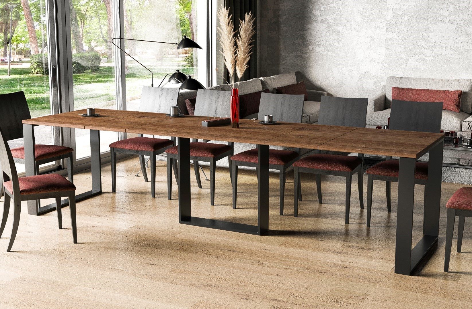 Endo-Moebel Kulissen-Esstisch "Borys 290" 130cm-290cm Kufengestell Metall K günstig online kaufen