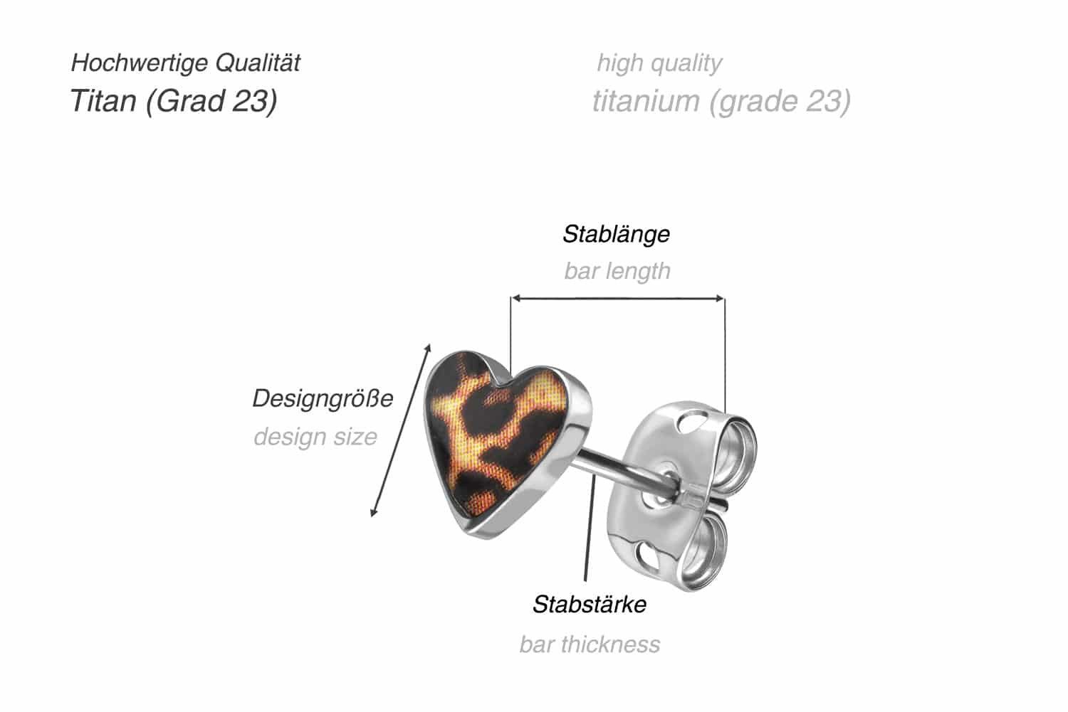 FILANGO Paar Ohrstecker Titan Ohrstecker LEOPARDENHERZ (Ohrstecker, 1-tlg)