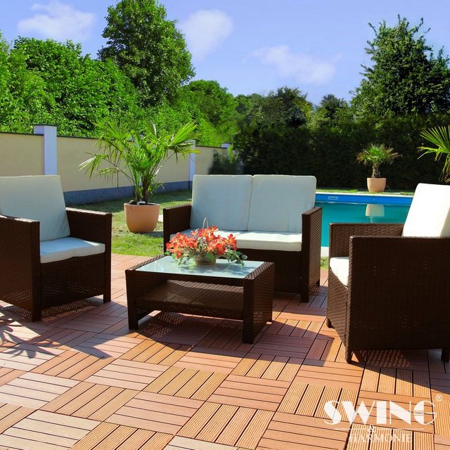 Swing&Harmonie Gartenlounge-Set Sitzgruppe Miami Rattan Sitzgarnitur für 4 Personen Gartenmöbel Set Polyrattan Sofa Lounge Garnitur
